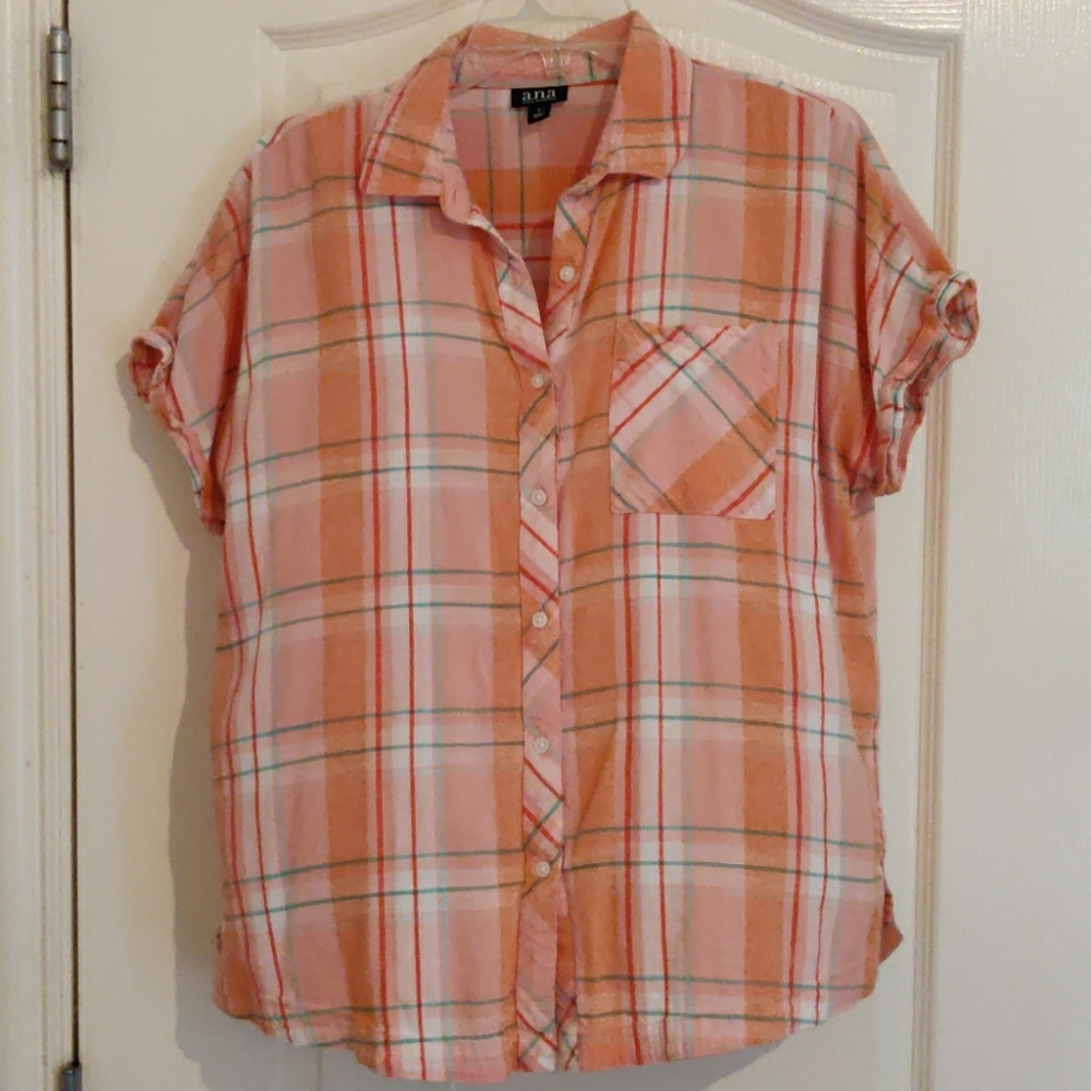 Ana plaid shirt sleeve top